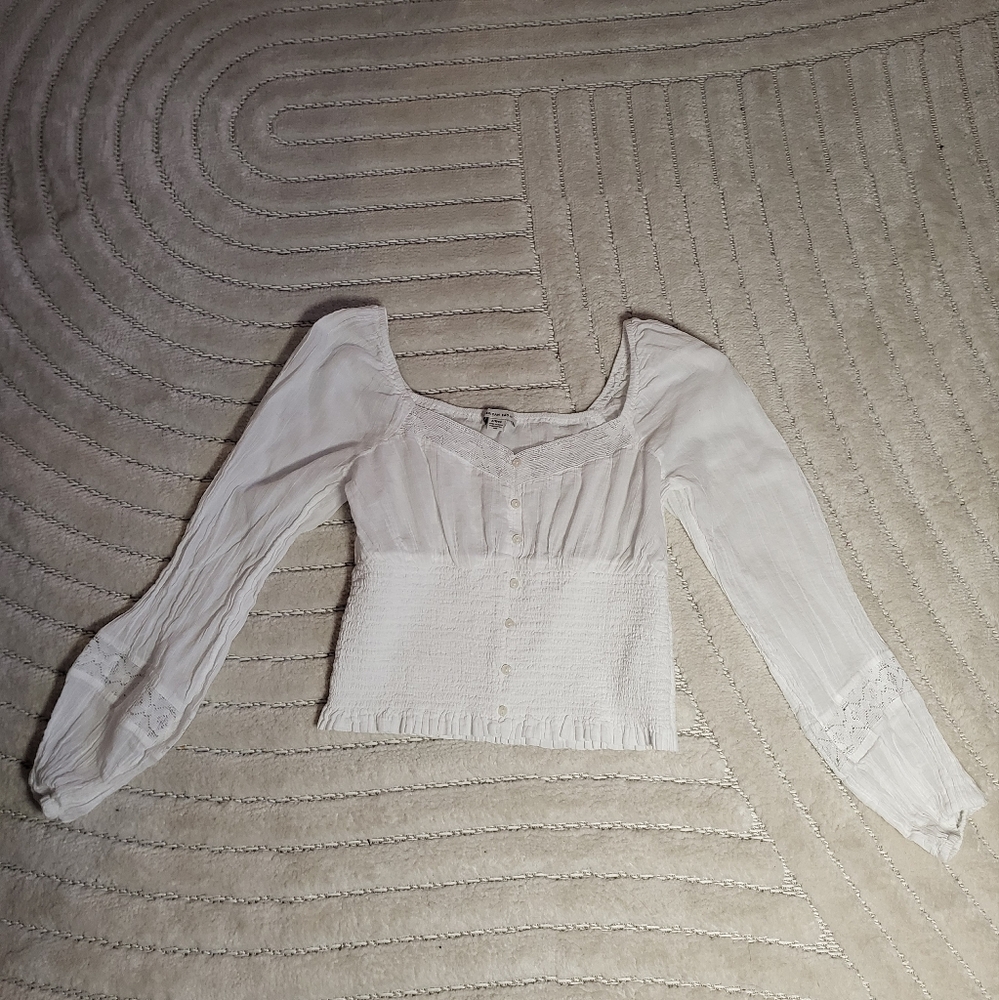 White Square Neck Top